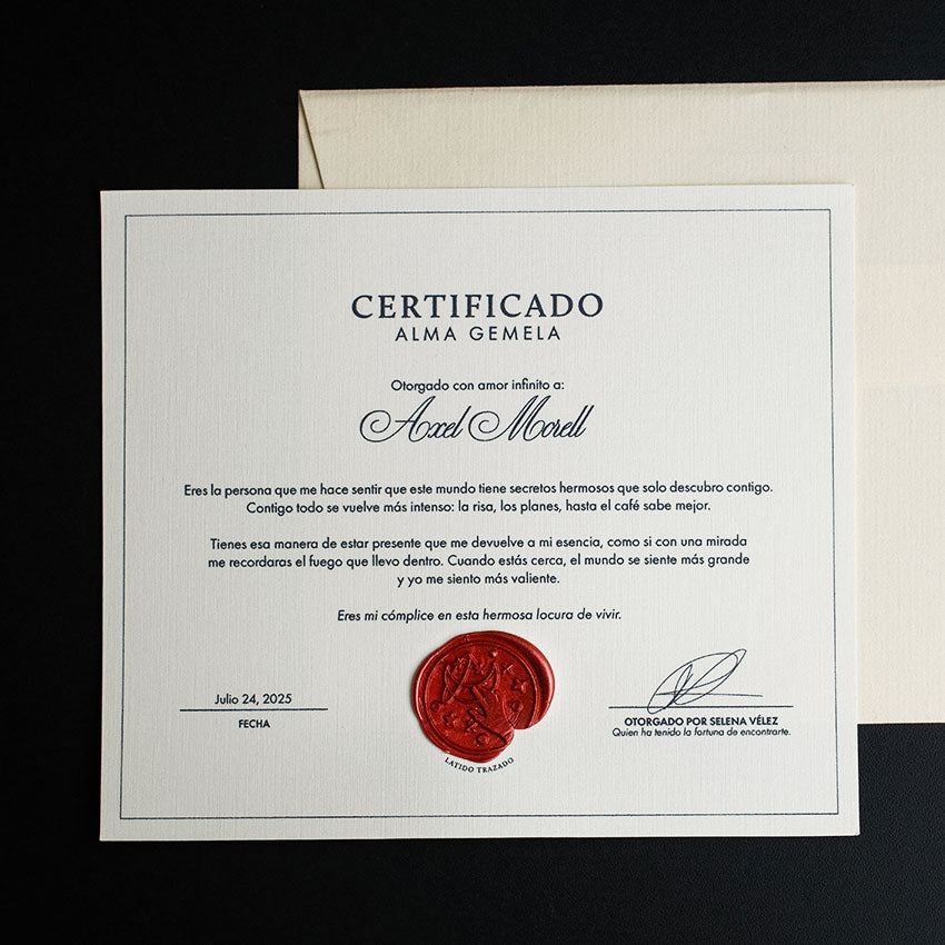 Certificado de amor como regalo original para pareja