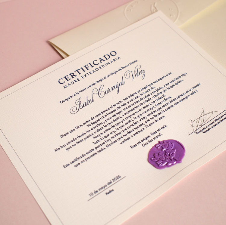 Certificado Madre Extraordinaria (personalizado)