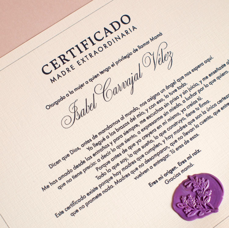 Certificado Madre Extraordinaria (personalizado)